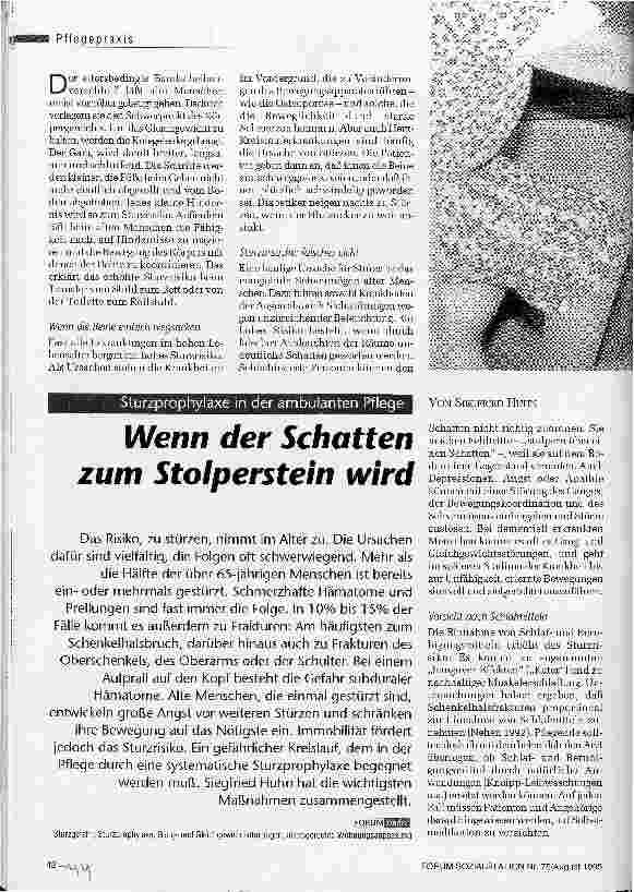 Vorschauseite 1: Wenn der Schatten zum Stolperstein wird Sturzprophylaxe in der ambulanten Pflege