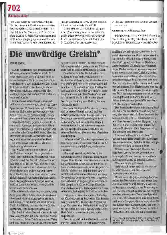 Vorschauseite 4: Der Film im Altentreff Vom Umgang mit Erfahrungen aus zweiter Hand
