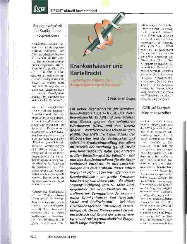 Vorschauseite 1: Krankenhäuser und Kartellrecht