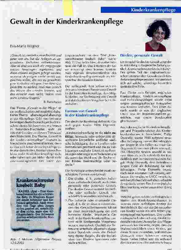 Vorschauseite 1: Gewalt in der Kinderkrankenpflege