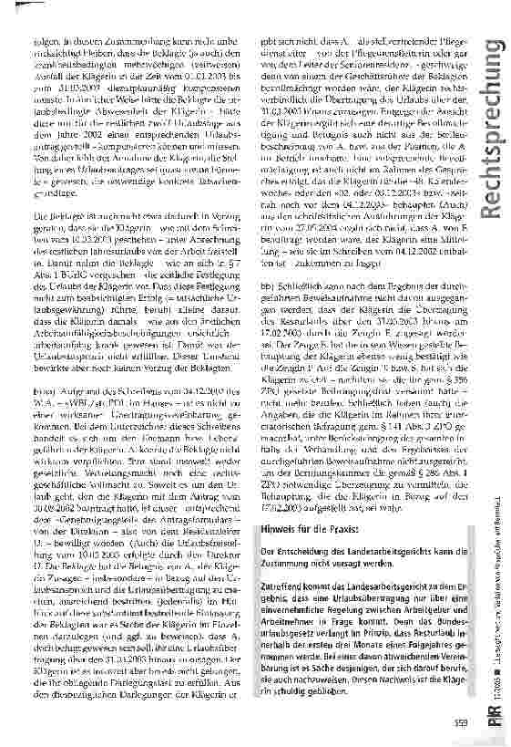 Vorschauseite 3: Übertragbarkeit und Verfallen von Ansprüchen auf Resturlaub