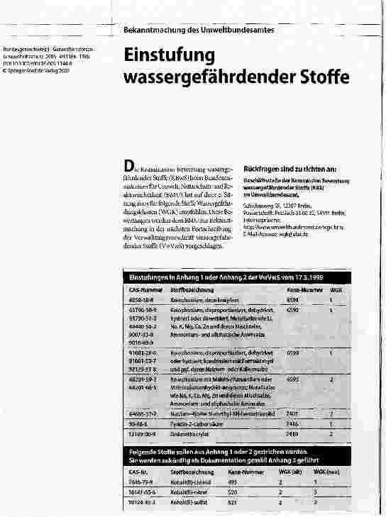 Vorschauseite 1: Einstufung wassergefährdender Stoffe