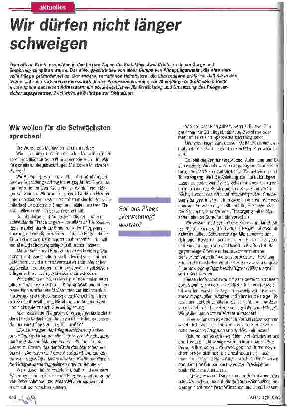 Vorschauseite 1: Wir dürfen nicht länger schweigen
