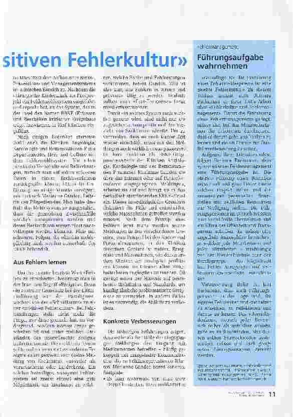 Vorschauseite 2: Von der Schuldkultur zur positiven FehlerkulturPatientensicherheit