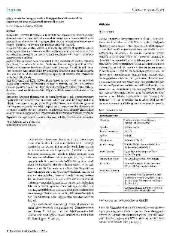 Vorschauseite 2: Auswirkungen von Sporttherapie bei Erwachsenen mit Myopathien und Erkrankungen am neuromuskulären Übergang Systematischer Literaturreview