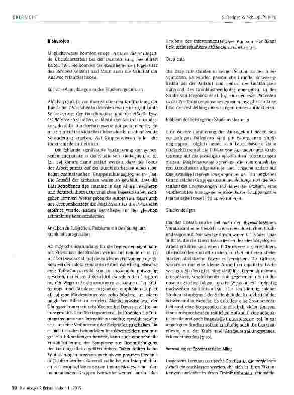 Vorschauseite 6: Auswirkungen von Sporttherapie bei Erwachsenen mit Myopathien und Erkrankungen am neuromuskulären Übergang Systematischer Literaturreview