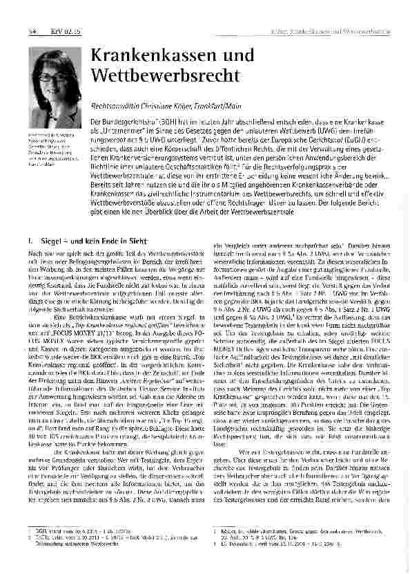 Vorschauseite 1: Krankenkassen und Wettbewerbsrecht