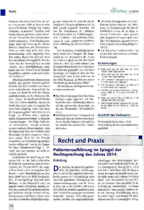 Vorschauseite 2: Herausgabe von Privatanschriften des Krankenhauspersonals