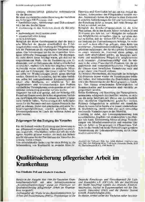 Vorschauseite 1: Qualitätssicherung pflegerischer Arbeit im Krankenhaus