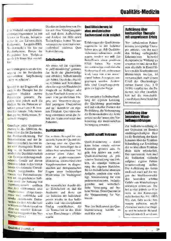 Vorschauseite 2: Warum stellt sich die Ärzteschaft der Herausforderung der Qualitätssicherung?