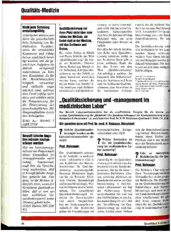 Vorschauseite 3: Warum stellt sich die Ärzteschaft der Herausforderung der Qualitätssicherung?
