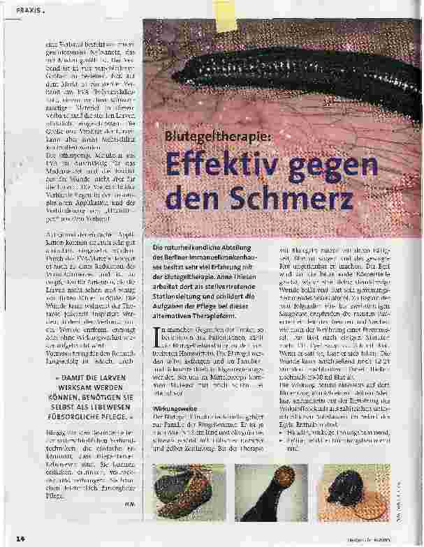 Vorschauseite 1: Effektiv gegen den Schmerz. Blutegeltherapie