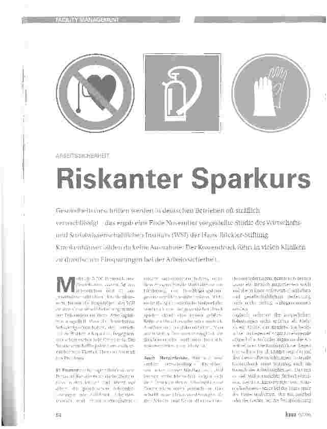 Vorschauseite 1: ARBEITSSICHERHEIT. Riskanter Sparkurs