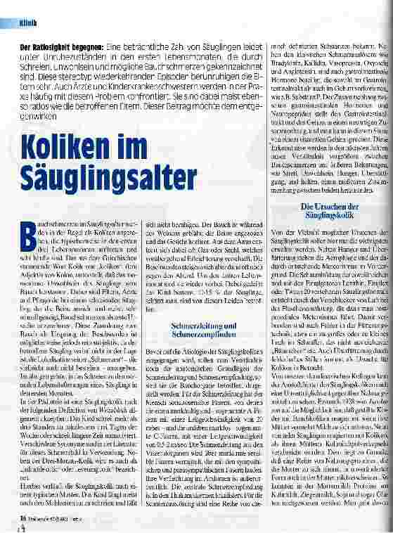 Vorschauseite 1: Koliken im Säuglingsalter Der Ratlosigkeit begegnen