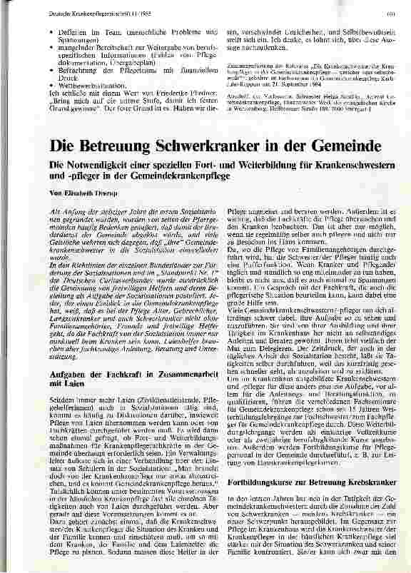 Vorschauseite 4: Das neue Selbstbewußtsein in der Gemeindekrankenpflege