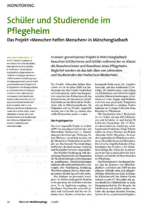 Vorschauseite 1: Schüler und Studierende im Pflegeheim