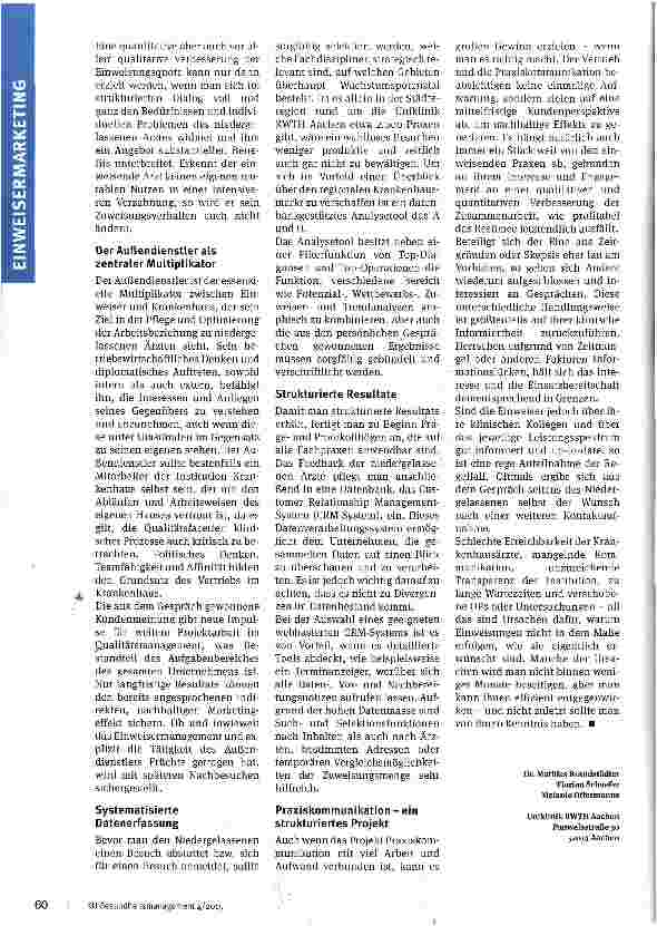 Vorschauseite 3: Schaffen von Vertriebsstrukturen im Krankenhaus