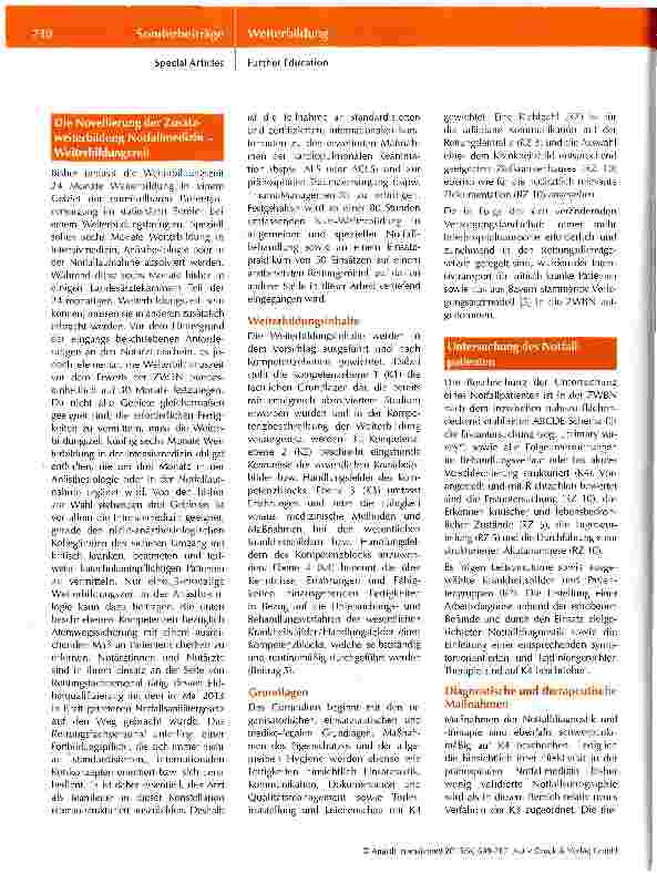 Vorschauseite 2: Zusatzweiterbildungsordnung Notfallmedizin