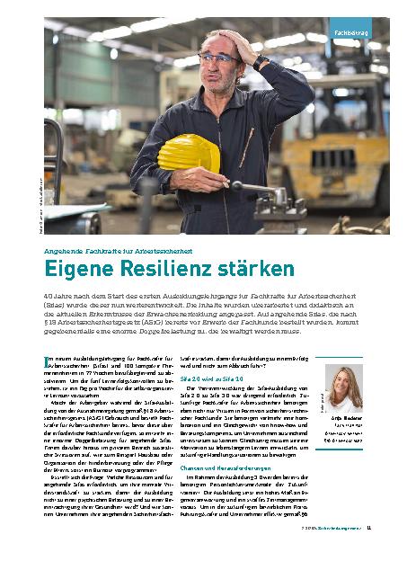 Vorschauseite 1: Angehende Fachkräfte für Arbeitssicherheit: Eigene Resilienz stärken