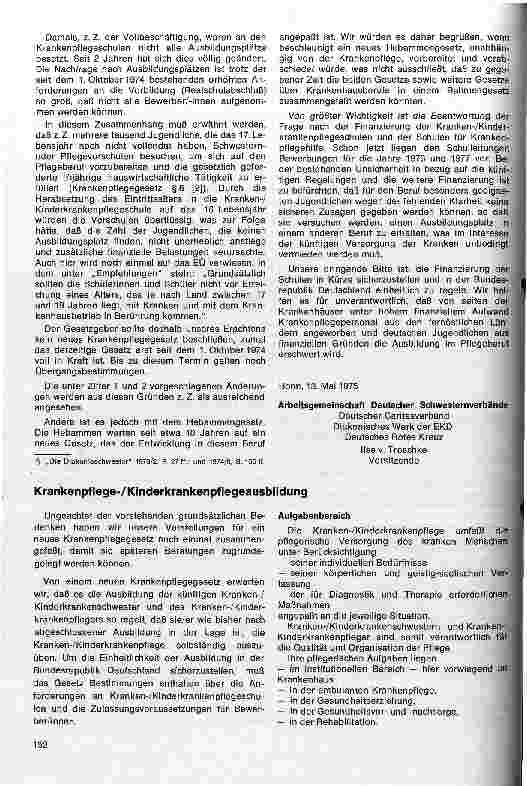 Vorschauseite 2: Zur Neuordnung der Krankenund Kinderkrankenpflegeausbildung und der Ausbildung für Krankenpflegehilfe