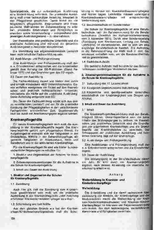 Vorschauseite 4: Zur Neuordnung der Krankenund Kinderkrankenpflegeausbildung und der Ausbildung für Krankenpflegehilfe