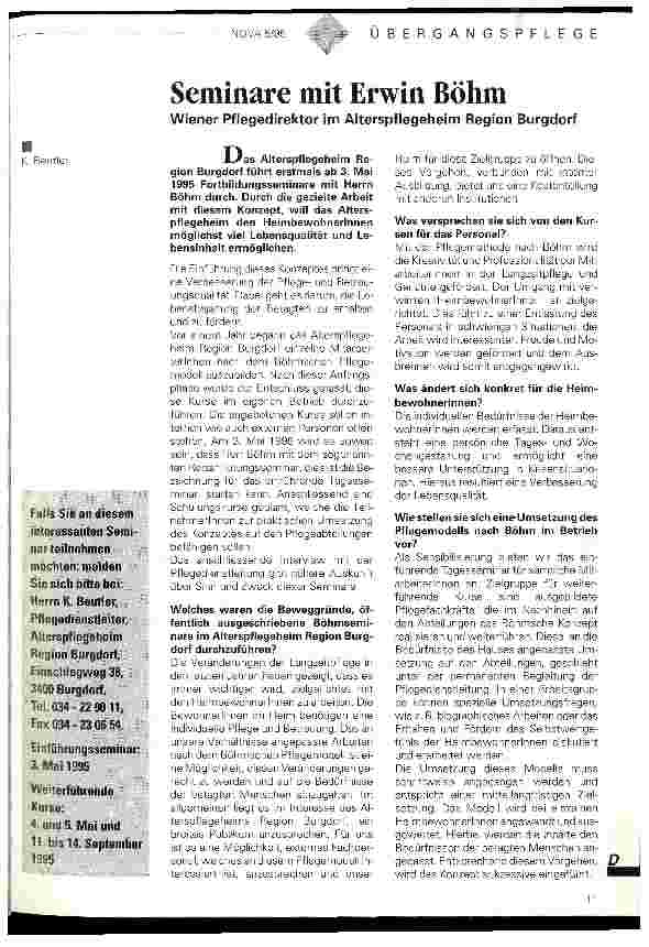 Vorschauseite 1: Seminare mit Erwin Böhm.