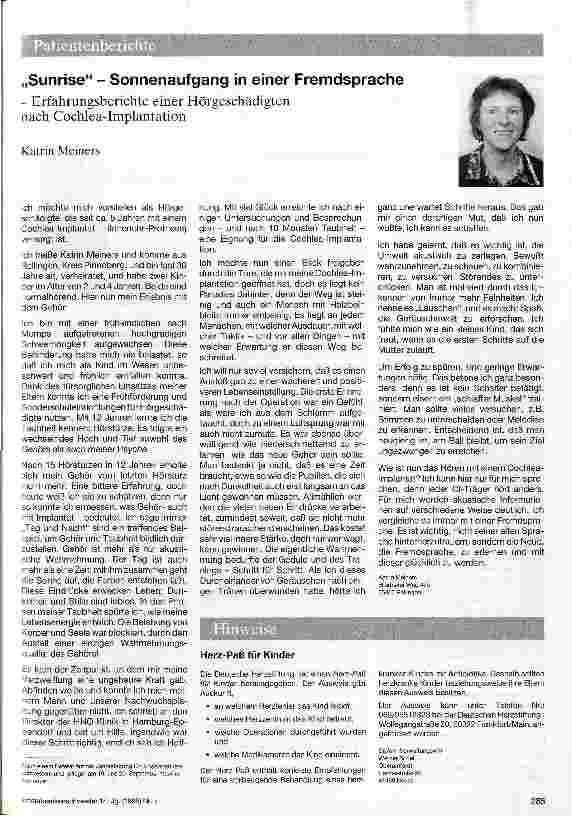 Vorschauseite 1: Sunrise - Sonnenaufgang in einer Fremdsprache Erfahrungsberichte einer Hörgeschädigten nach Cochlea-Implantation