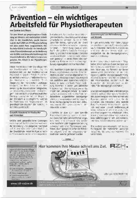 Vorschauseite 1: Prävention - ein wichtiges Arbeitsfeld für Physiotherapeuten