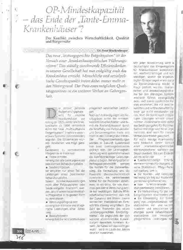 Vorschauseite 1: OP-Mindestkapazität - das Ende der Tante-Emma-Krankenhäuser?