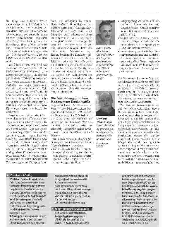 Vorschauseite 2: Kompetenzen erlangenPflegedienste profitieren vom gerontopsychiatrischen Qualifizierungsangebot der Angehörigenberatung e. V. Nürnberg - ein Porträt