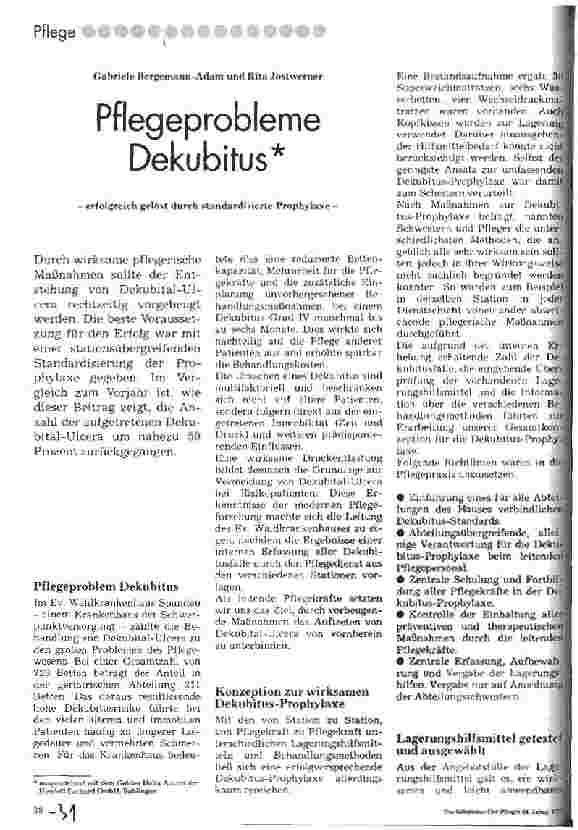 Vorschauseite 1: Pflegeprobleme Dekubitus - erfolgreich gelöst durch standardisierte Prophylaxe -