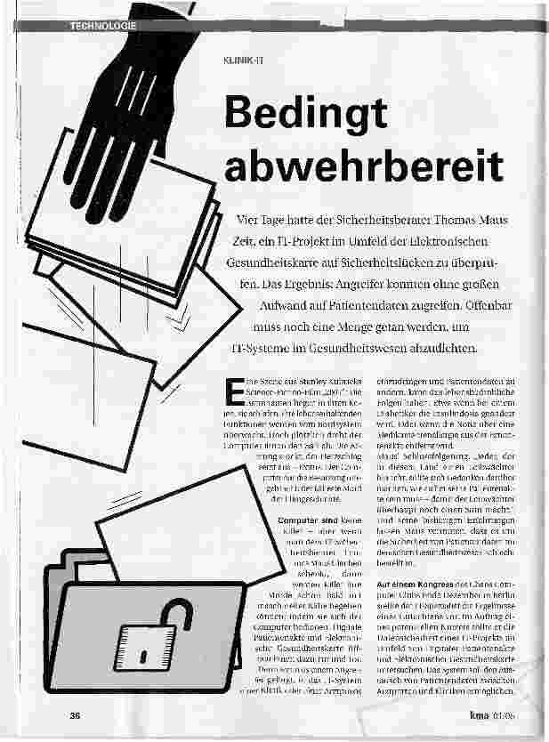 Vorschauseite 1: KLINIK-IT . Bedingt abwehrbereit