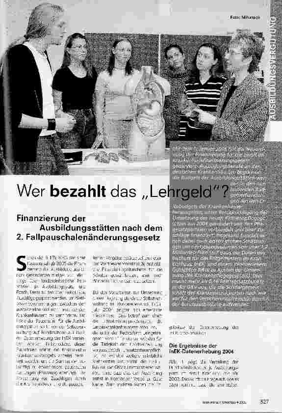 Vorschauseite 1: Wer bezahlt das Lehrgeld?Finanzierung der Ausbildungsstätten nach dem 2. Fallpauschalenänderungsgesetz
