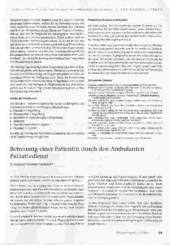 Vorschauseite 1: Betreuung einer Patientin durch den Ambulanten Palliativdienst