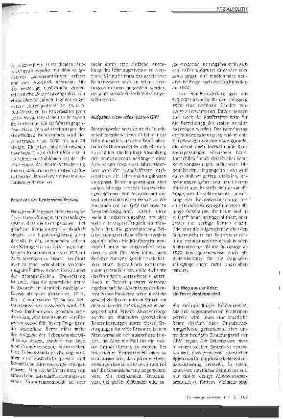 Vorschauseite 2: Fürs Alter Vorsorgen: Reformen der Rentenund Pflegeversicherung notwendig