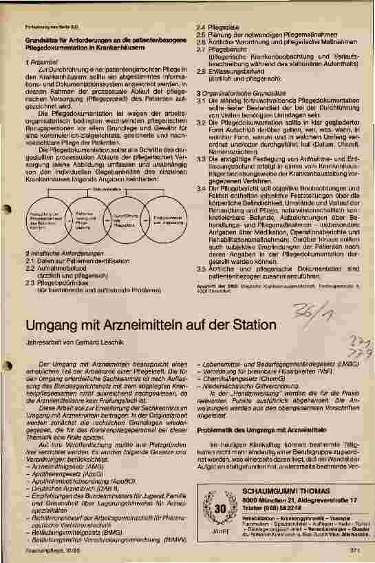 Vorschauseite 1: Umgang mit Arzneimitteln auf der Station