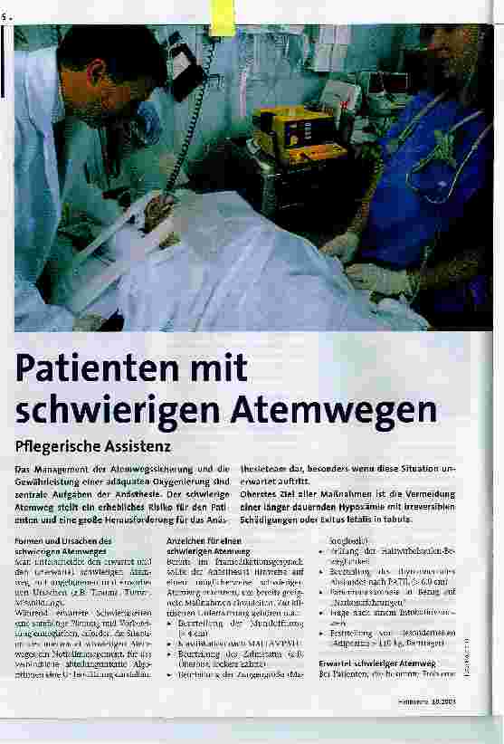 Vorschauseite 1: Patienten mit schwierigen Atemwegen