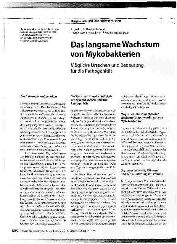 Vorschauseite 1: Das langsame Wachstum von Mykobakterien