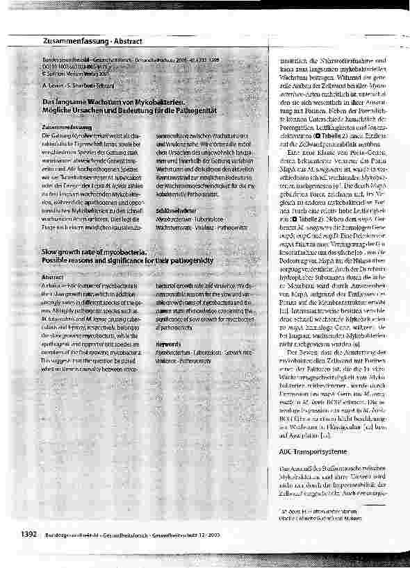Vorschauseite 3: Das langsame Wachstum von Mykobakterien