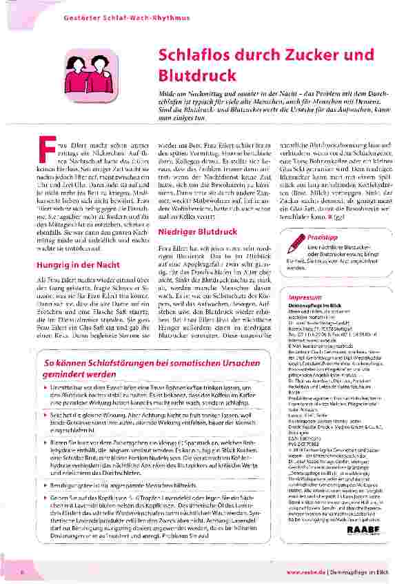 Vorschauseite 1: Schlaflos durch Zucker und Blutdruck