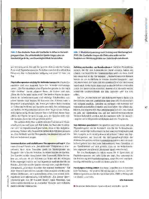 Vorschauseite 2: Physiotherapie im Behindertensport Arbeiten in besonderer Atmosphäre