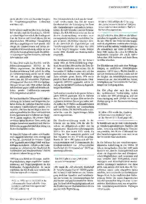 Vorschauseite 2: Versicherungsmedizin - eine Auslegeordnung aus schweizerischer Sicht