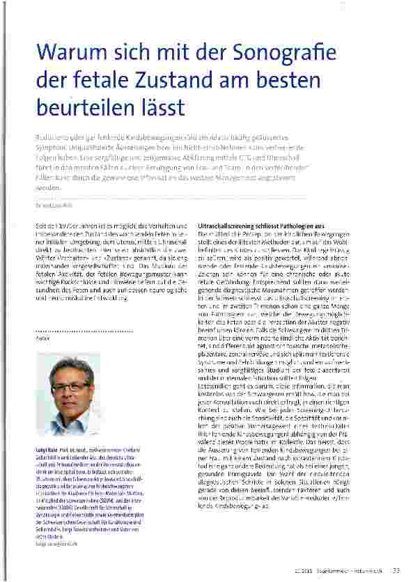 Vorschauseite 1: Warum sich mit der Sonografie der fetale Zustand am besten beurteilen lässt