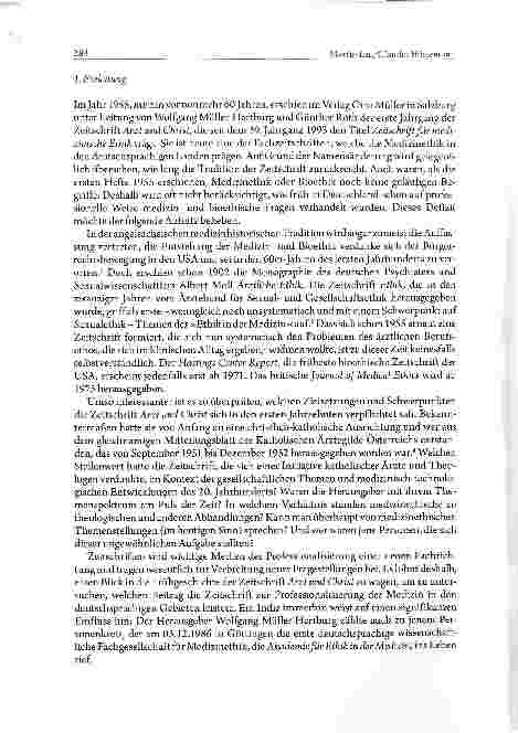 Vorschauseite 2: Die Professionalisierung der Medizinethik in Deutschland nach 1945: Zur Frühgeschichte der Zeitschrift Arzt und Christ
