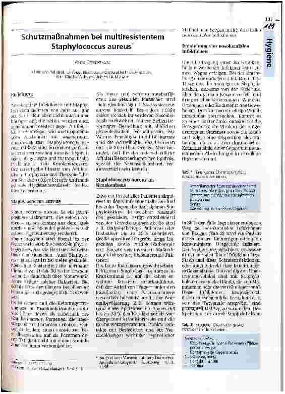 Vorschauseite 1: Schutzmaßnahmen bei multiresistentem Staphylococcus aureus