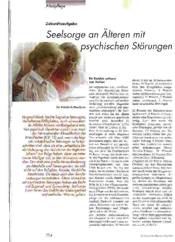 Vorschauseite 1: Seelsorge an Älteren mit psychischen Störungen