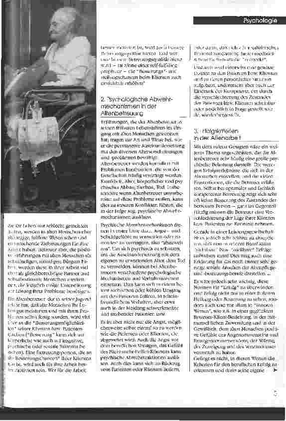 Vorschauseite 2: Die Beziehung des Altenbetreuers zum Alter