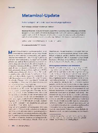 Vorschauseite 1: Metamizol-Update: Sicherheitsprofil im Licht neuer Forschungsergebnisse