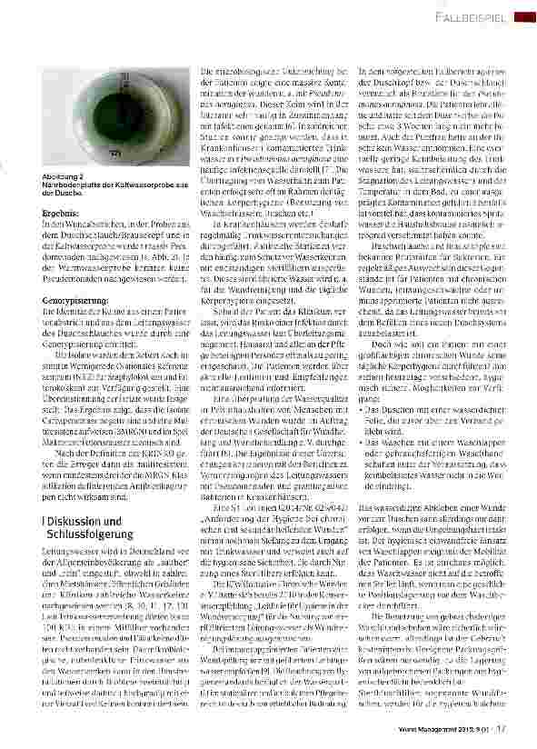 Vorschauseite 3: Leitungswasser - ein unterschätztes Risiko für Patienten mit chronischen Wunden!