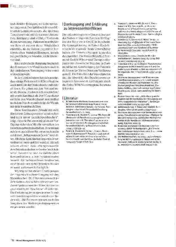Vorschauseite 4: Leitungswasser - ein unterschätztes Risiko für Patienten mit chronischen Wunden!